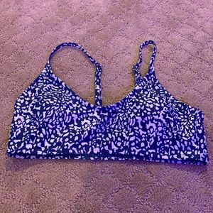 blue and white speckeled bikini top